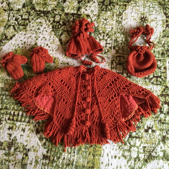 Other - Baby poncho, mittens head piece